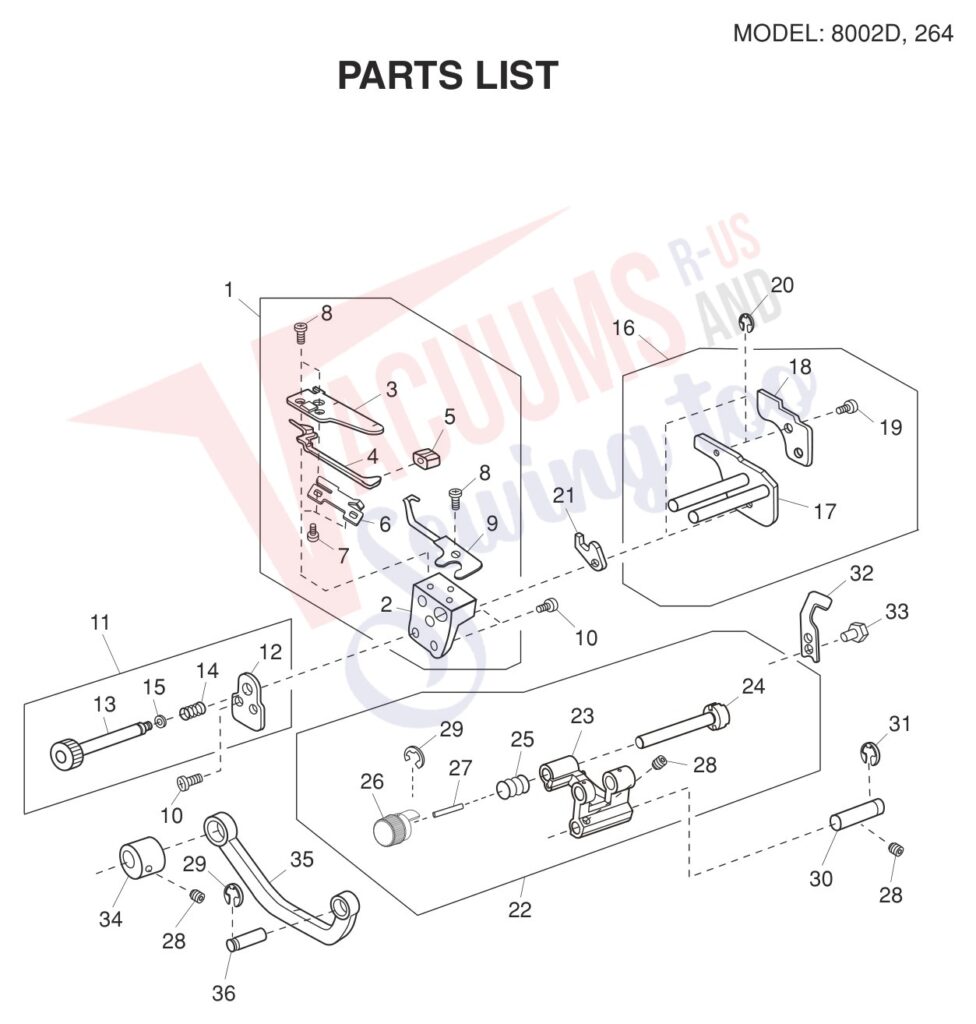 Janome 8002D V2 exploded schematic diagram (page 8)