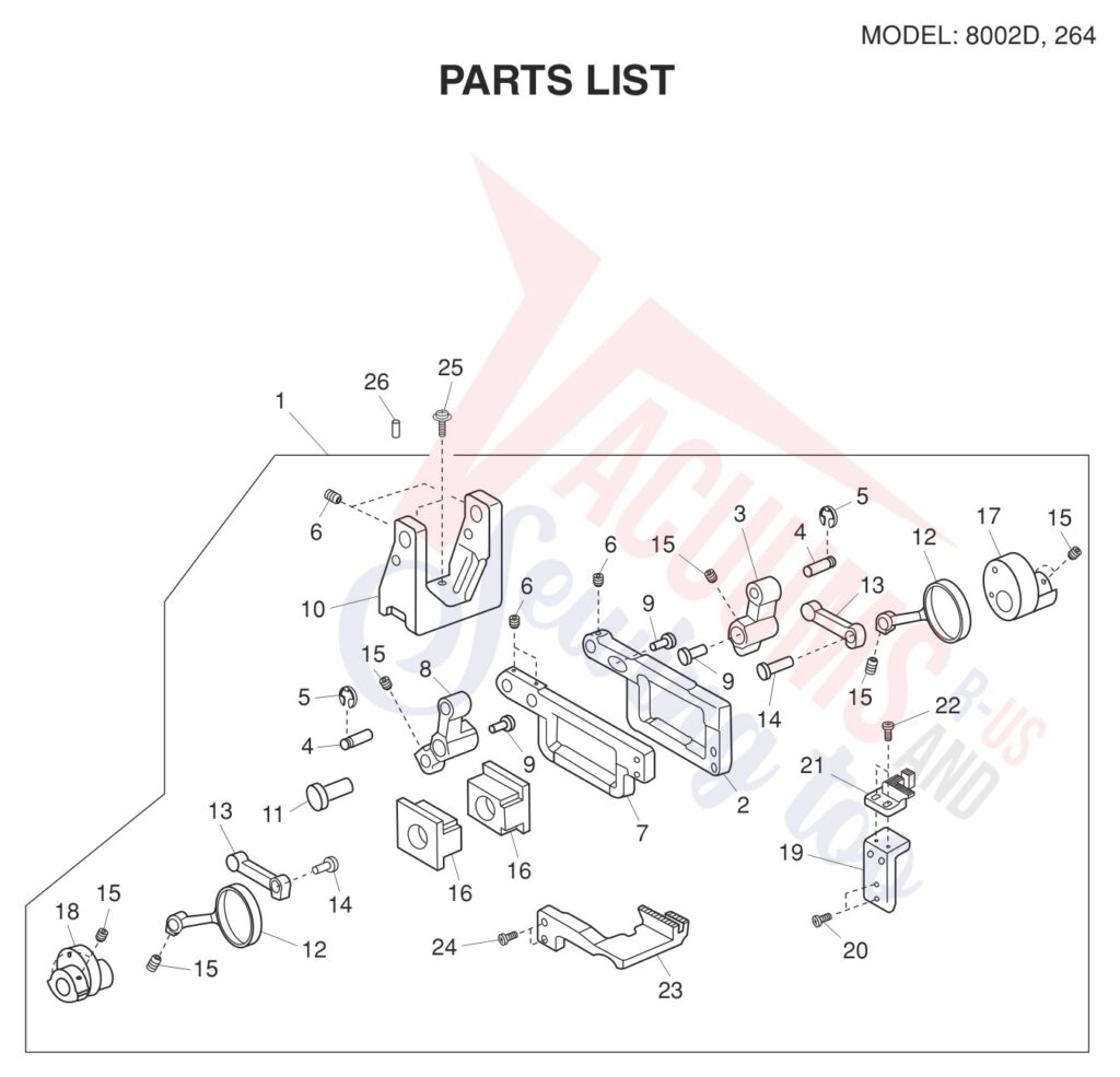 Janome 8002D V2 exploded schematic diagram (page 9)