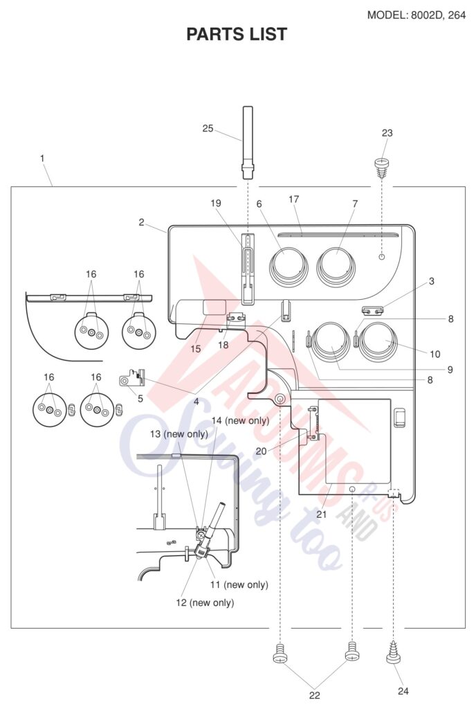 Janome 8002D V3 exploded schematic diagram (page 1)