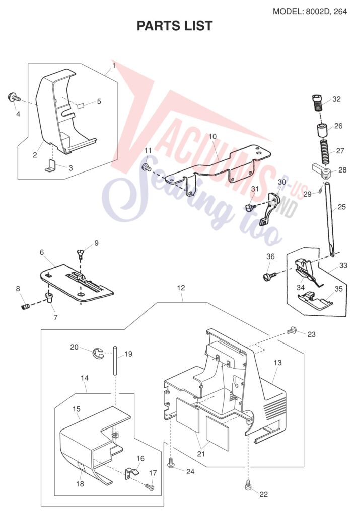 Janome 8002D V3 exploded schematic diagram (page 4)