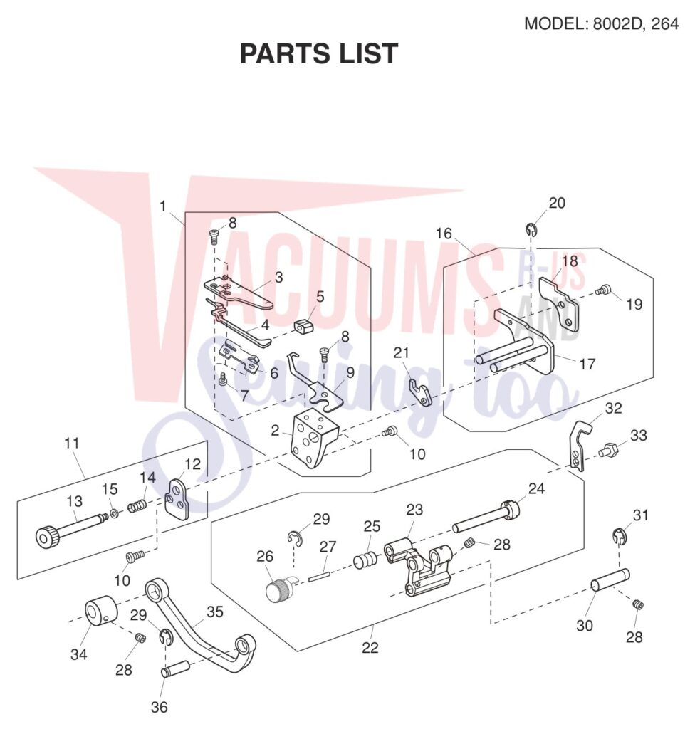 Janome 8002D V3 exploded schematic diagram (page 8)