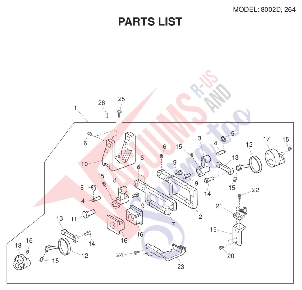 Janome 8002D V3 exploded schematic diagram (page 9)
