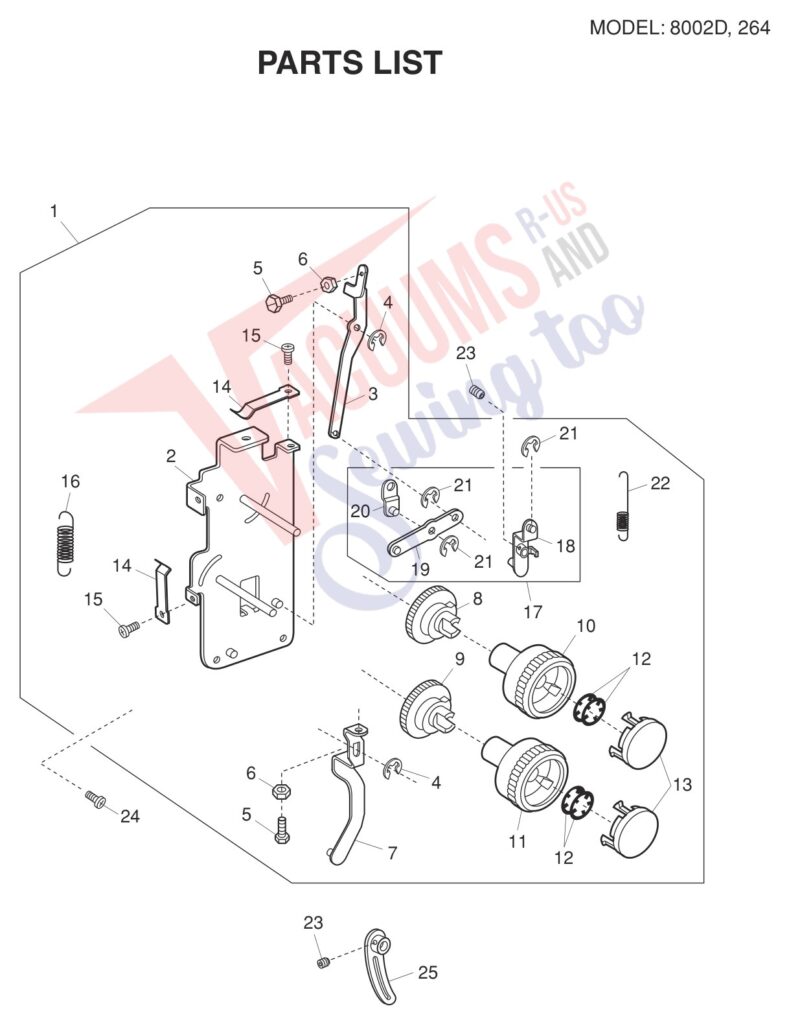 Janome 8002D V3 exploded schematic diagram (page 10)