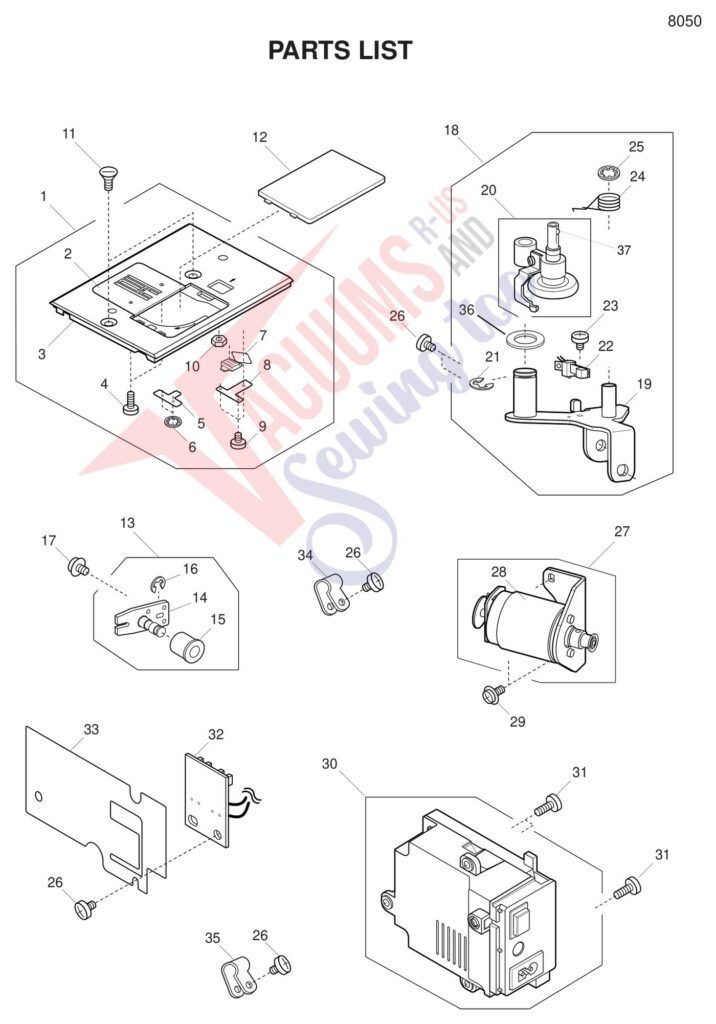 Janome 8050 exploded schematic diagram (page 4)