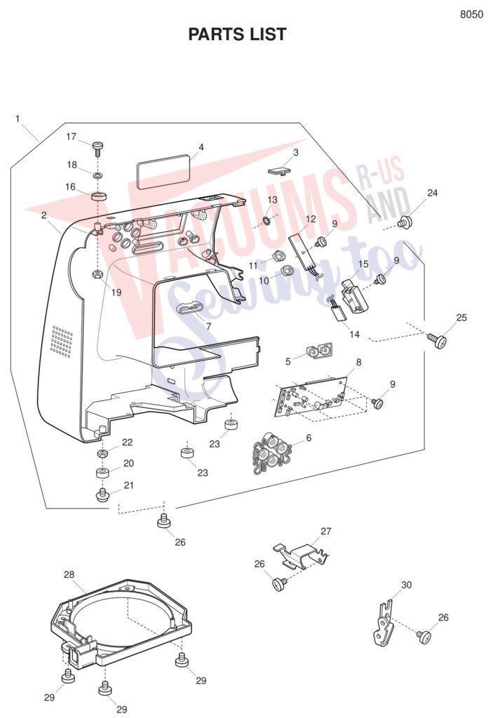 Janome 8050 exploded schematic diagram (page 6)