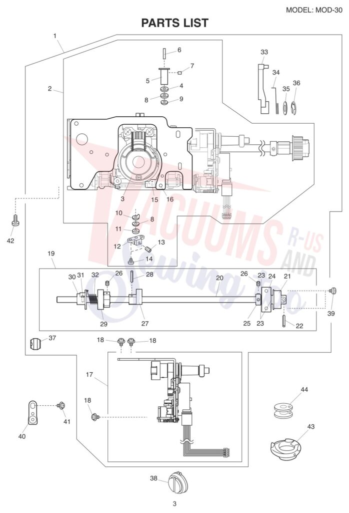 Janome 81030DC V2 exploded schematic diagram (page 3)