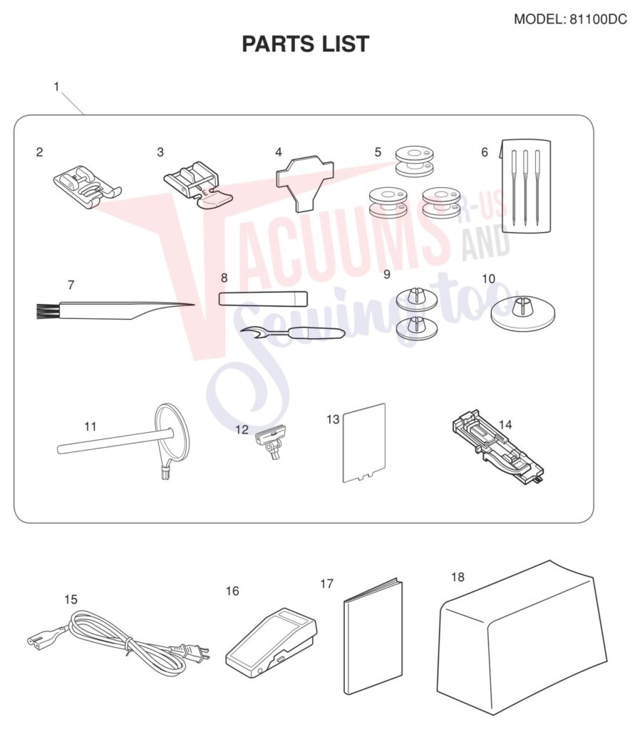 Janome 81100DC exploded schematic diagram (page 7)