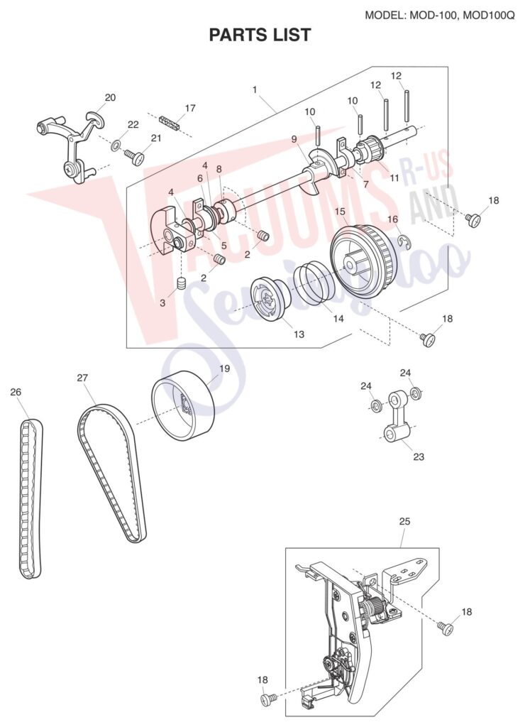 Janome 81100DCQ exploded schematic diagram (page 1)