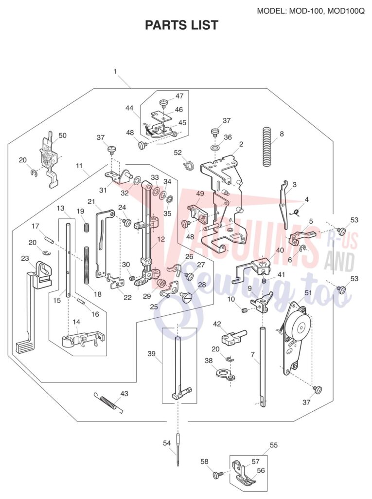 Janome 81100DCQ exploded schematic diagram (page 2)