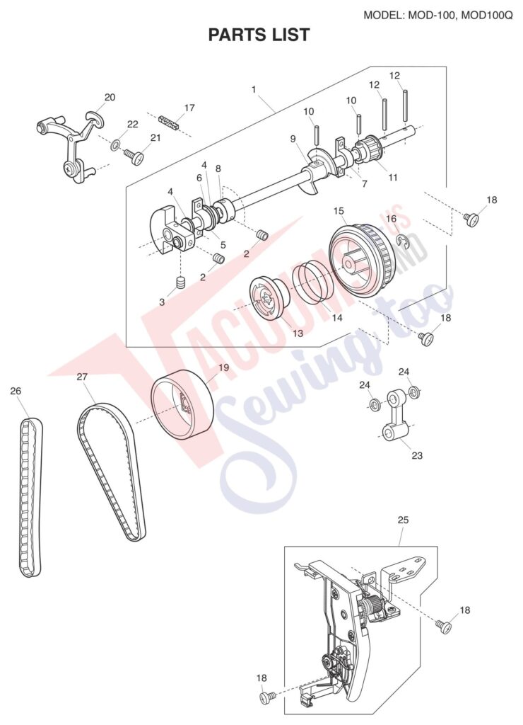 Janome 81100DC V2 exploded schematic diagram (page 1)