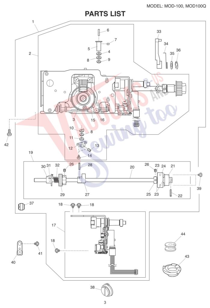 Janome 81100DC V2 exploded schematic diagram (page 3)