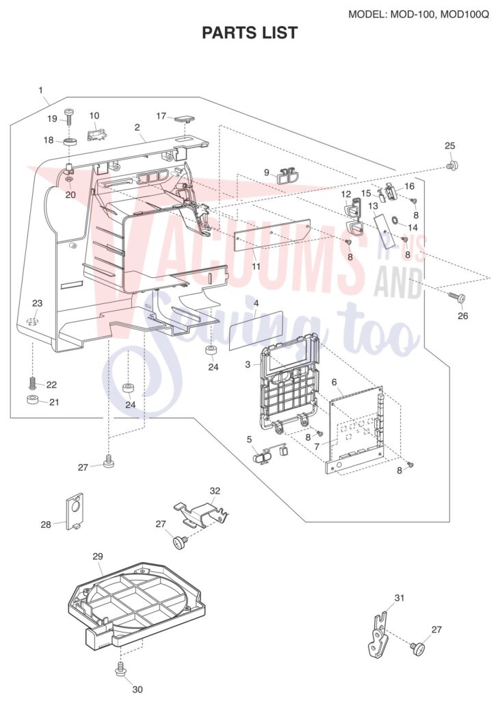 Janome 81100DC V2 exploded schematic diagram (page 6)