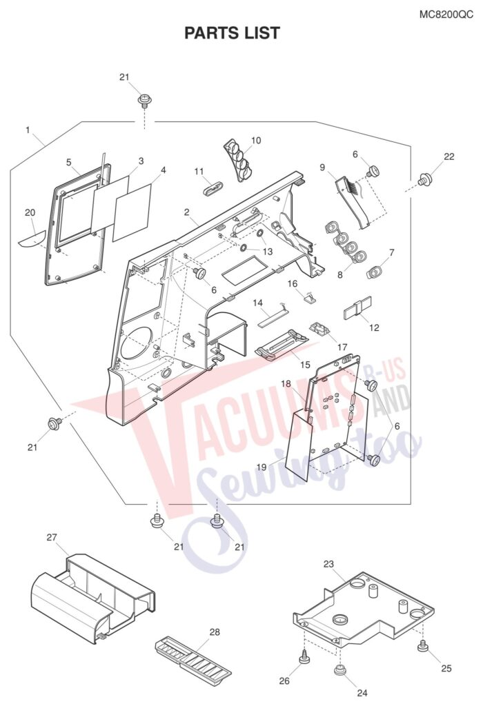 Janome 8200QC exploded schematic diagram (page 1)