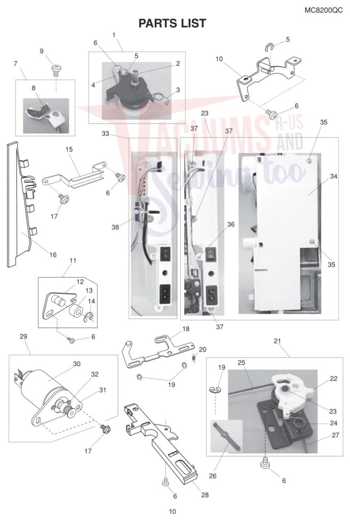 Janome 8200QC exploded schematic diagram (page 2)