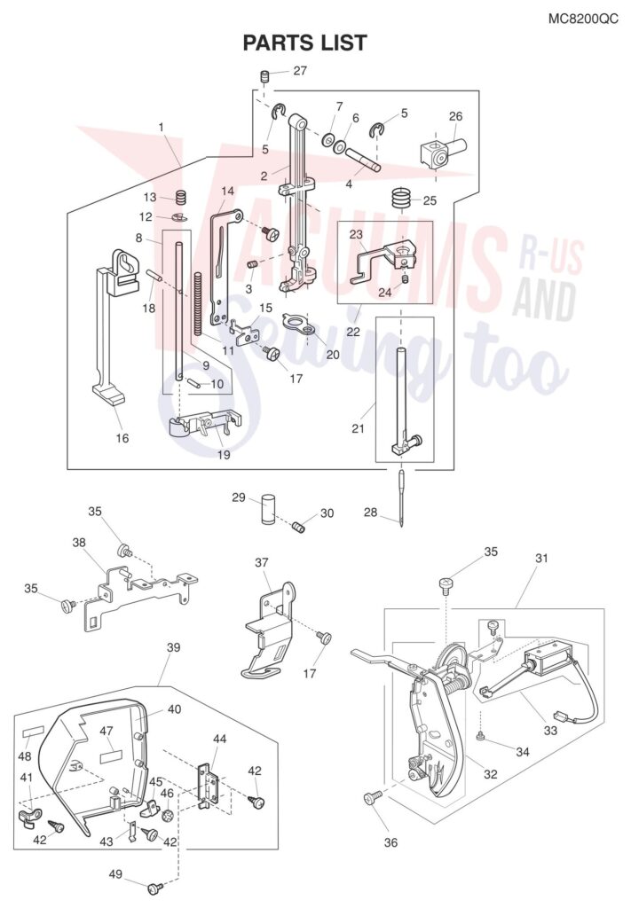 Janome 8200QC exploded schematic diagram (page 8)