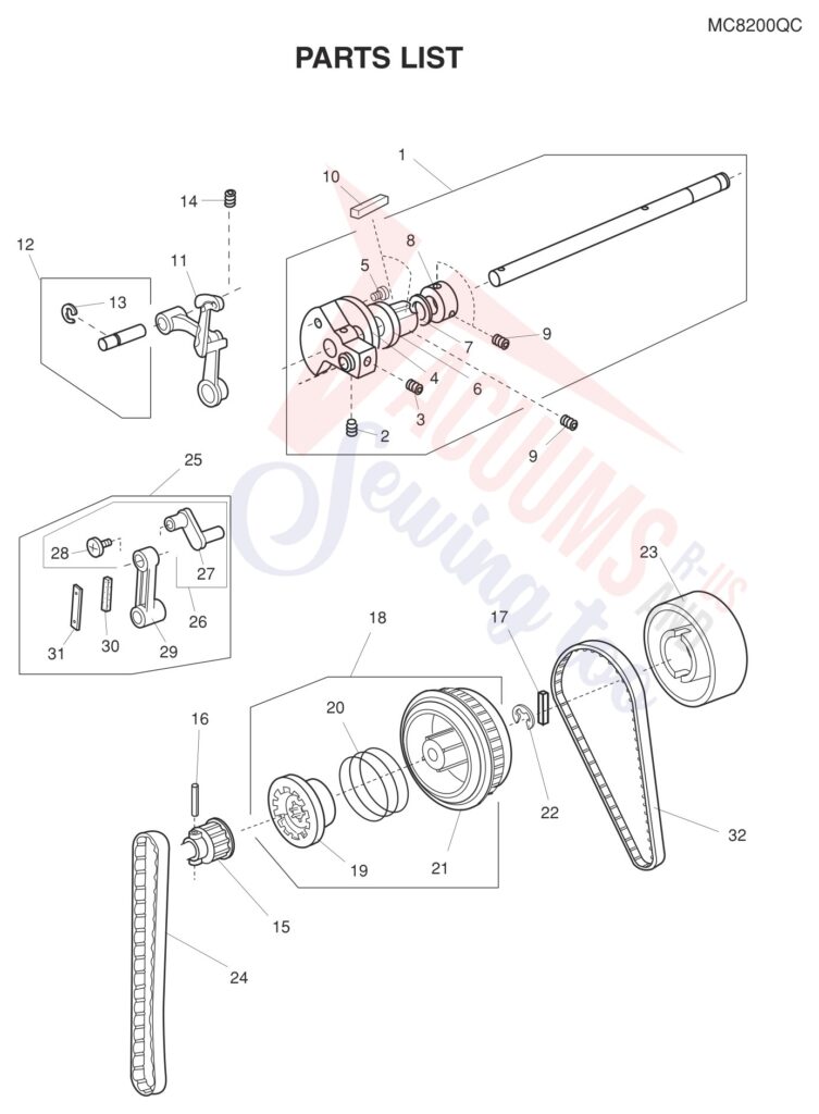 Janome 8200QC exploded schematic diagram (page 10)
