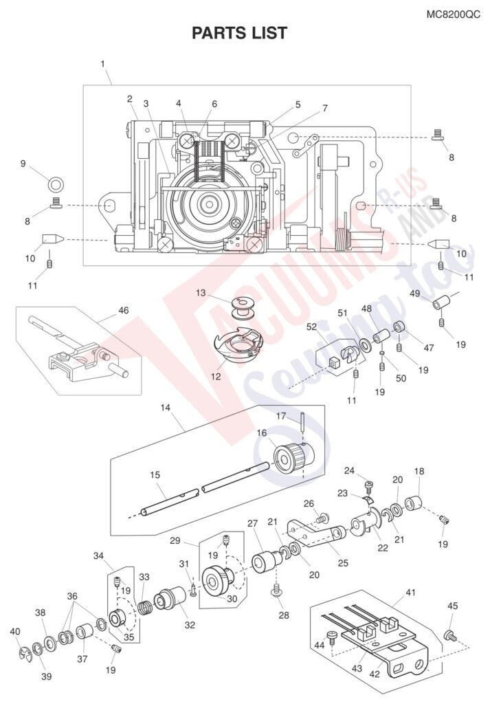 Janome 8200QC exploded schematic diagram (page 11)