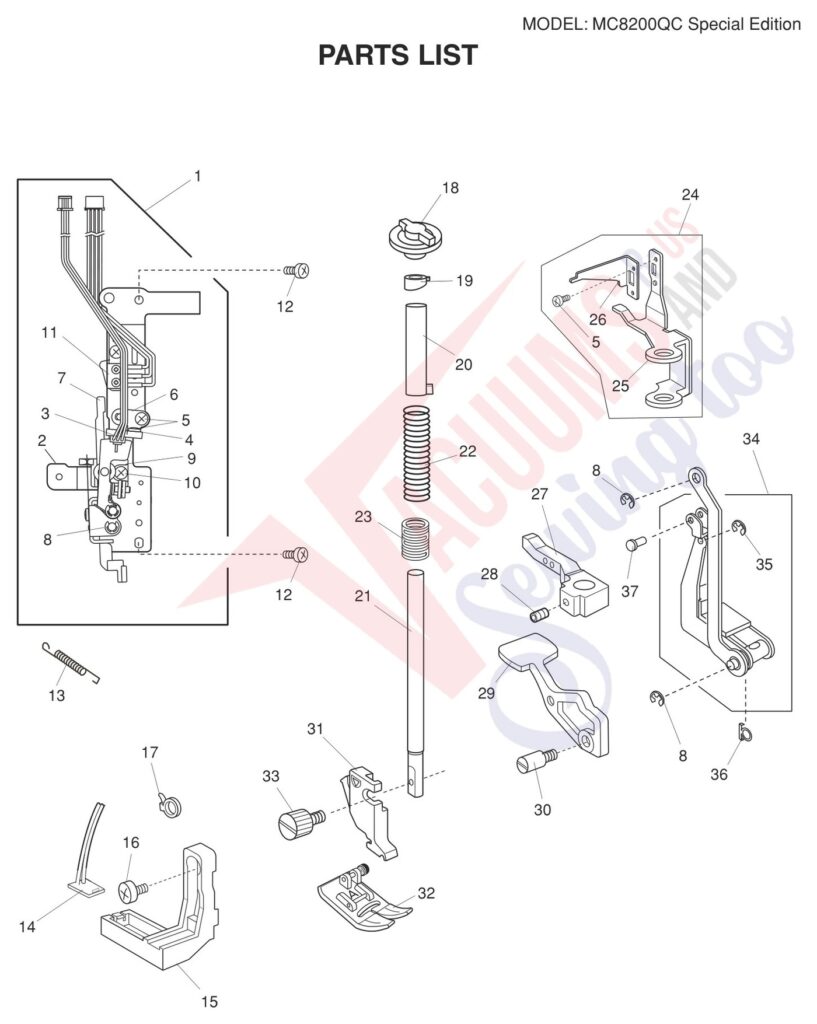 Janome 8200QCPSE exploded schematic diagram (page 6)
