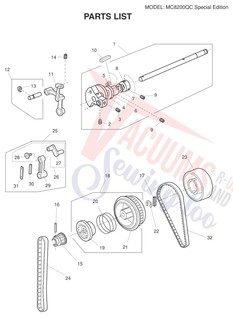 Janome 8200QCPSE exploded schematic diagram (page 10)