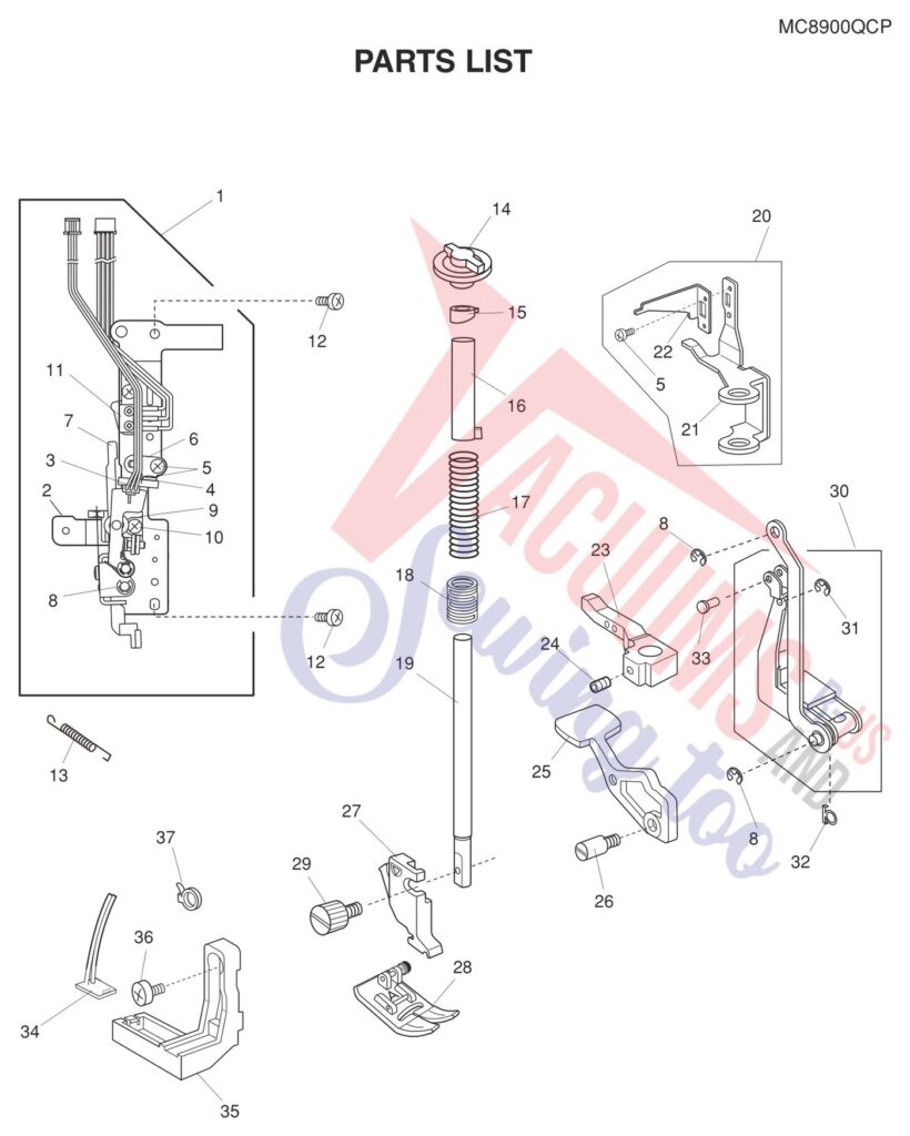 Janome 8900QCP exploded schematic diagram (page 11)