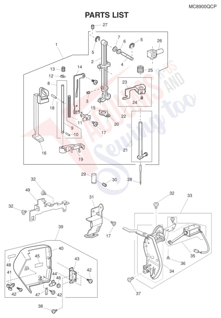 Janome 8900QCP exploded schematic diagram (page 13)