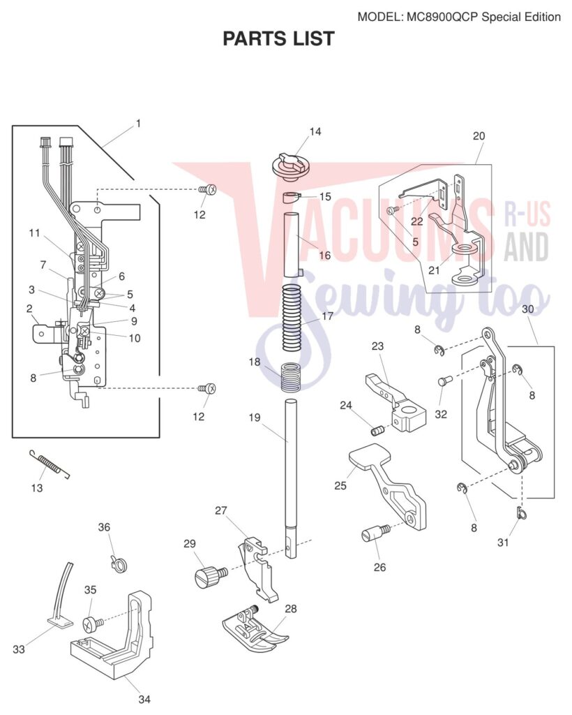 Janome 8900QCPSE exploded schematic diagram (page 6)