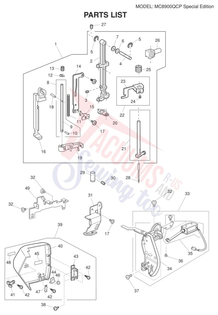 Janome 8900QCPSE exploded schematic diagram (page 8)