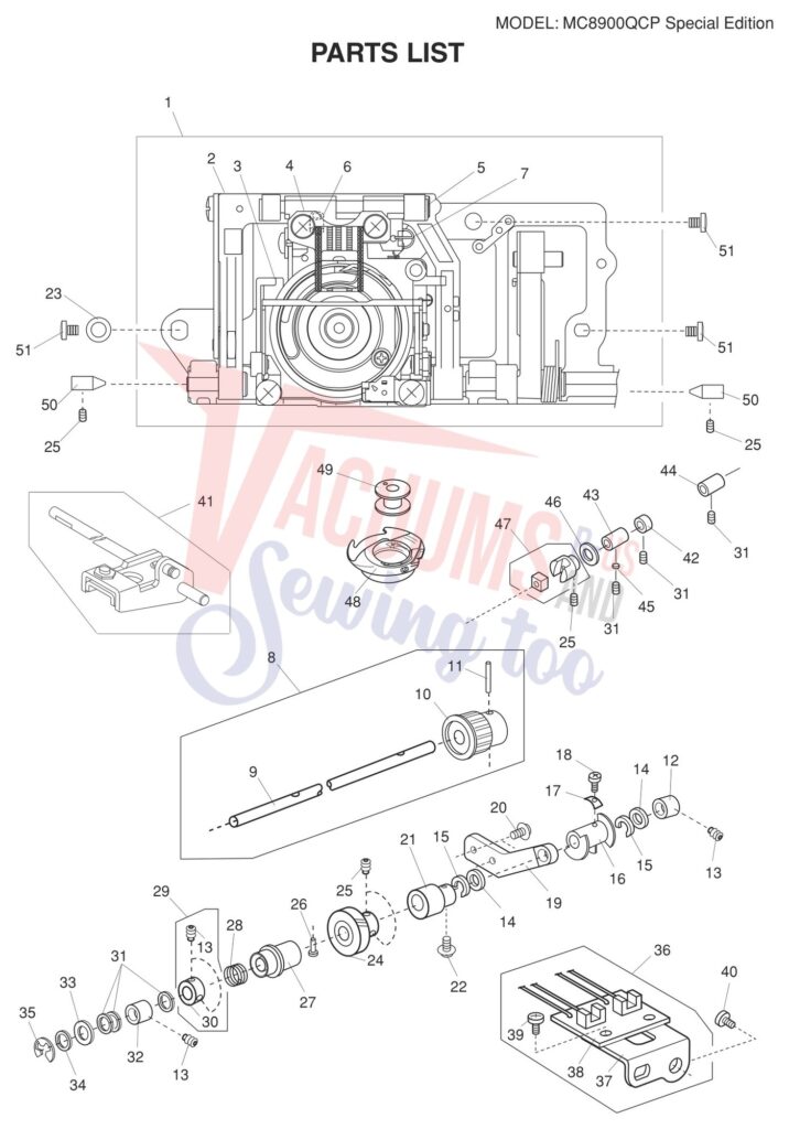 Janome 8900QCPSE exploded schematic diagram (page 11)