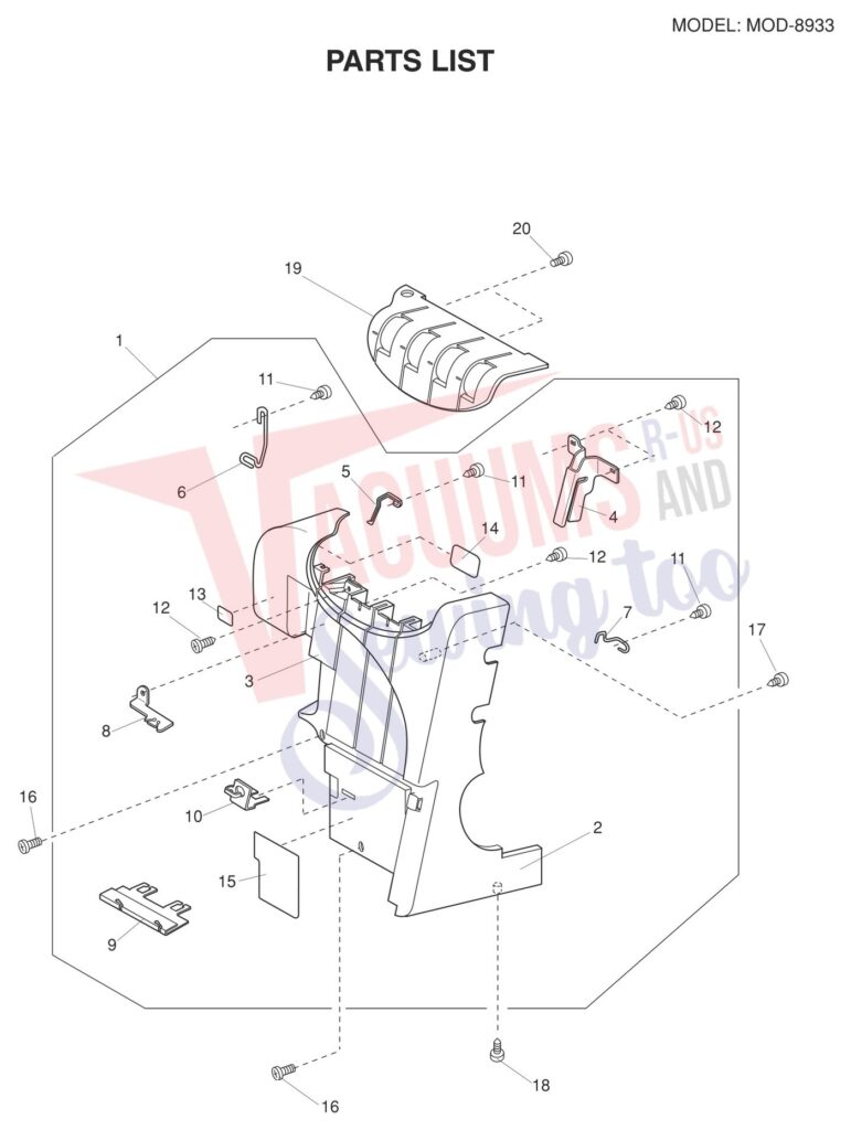 Janome 8933D V2 exploded schematic diagram (page 1)
