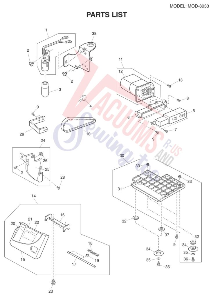 Janome 8933D V2 exploded schematic diagram (page 7)