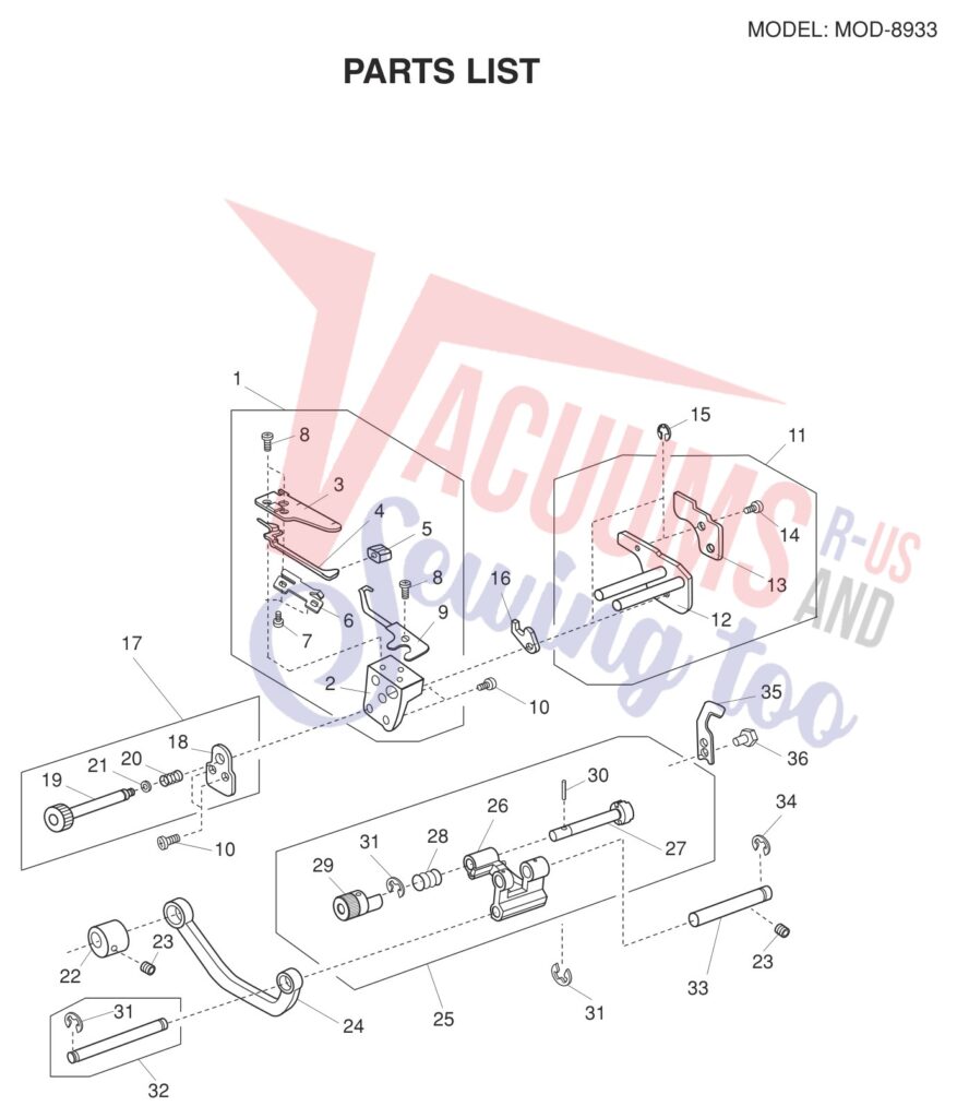 Janome 8933D V2 exploded schematic diagram (page 10)