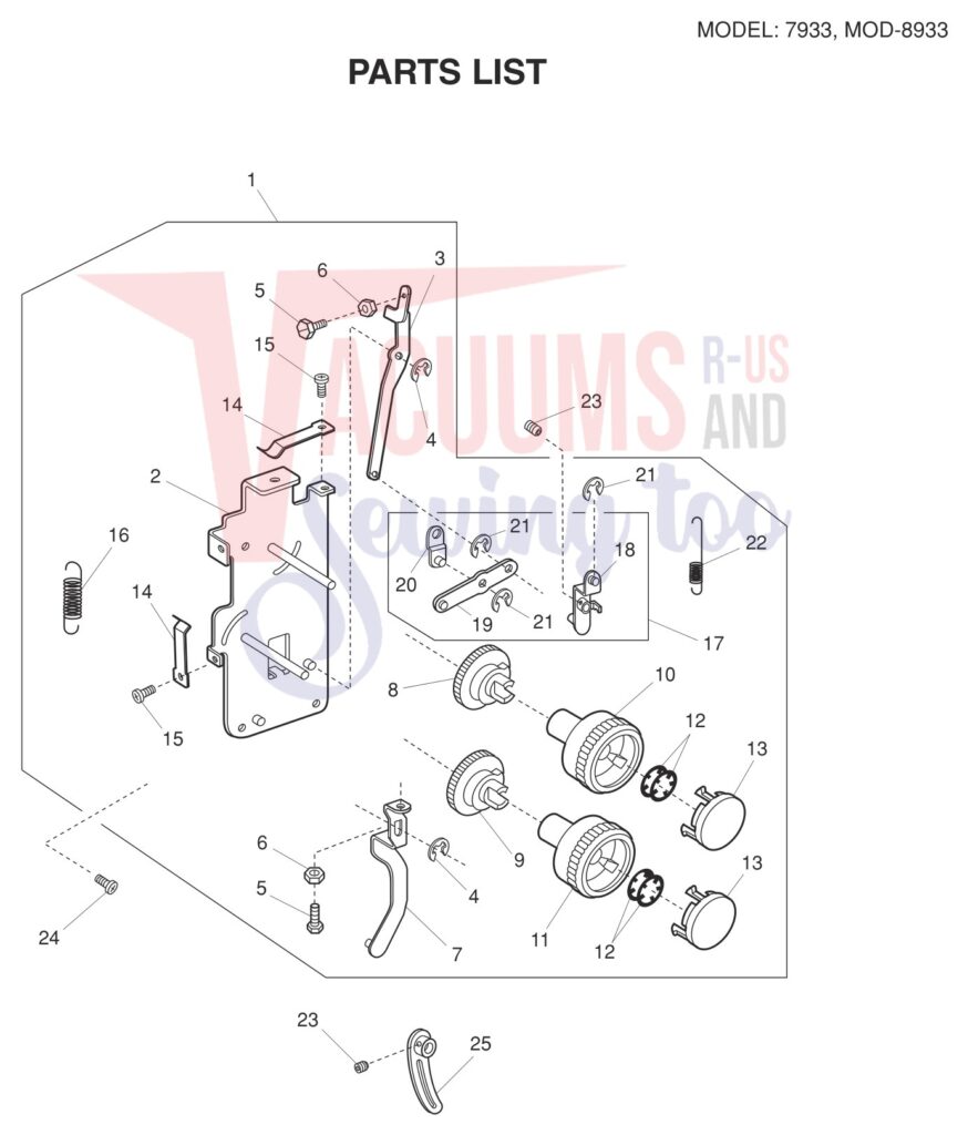 Janome 8933D V3 exploded schematic diagram (page 2)