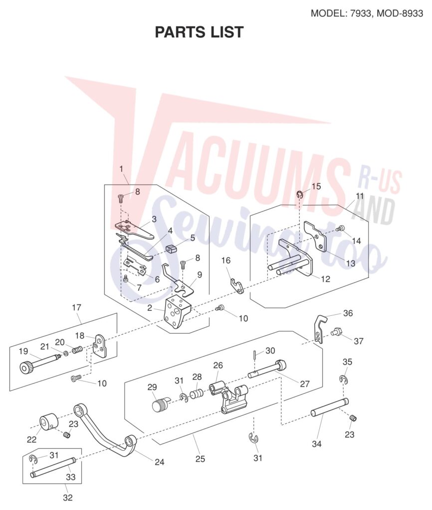 Janome 8933D V3 exploded schematic diagram (page 10)
