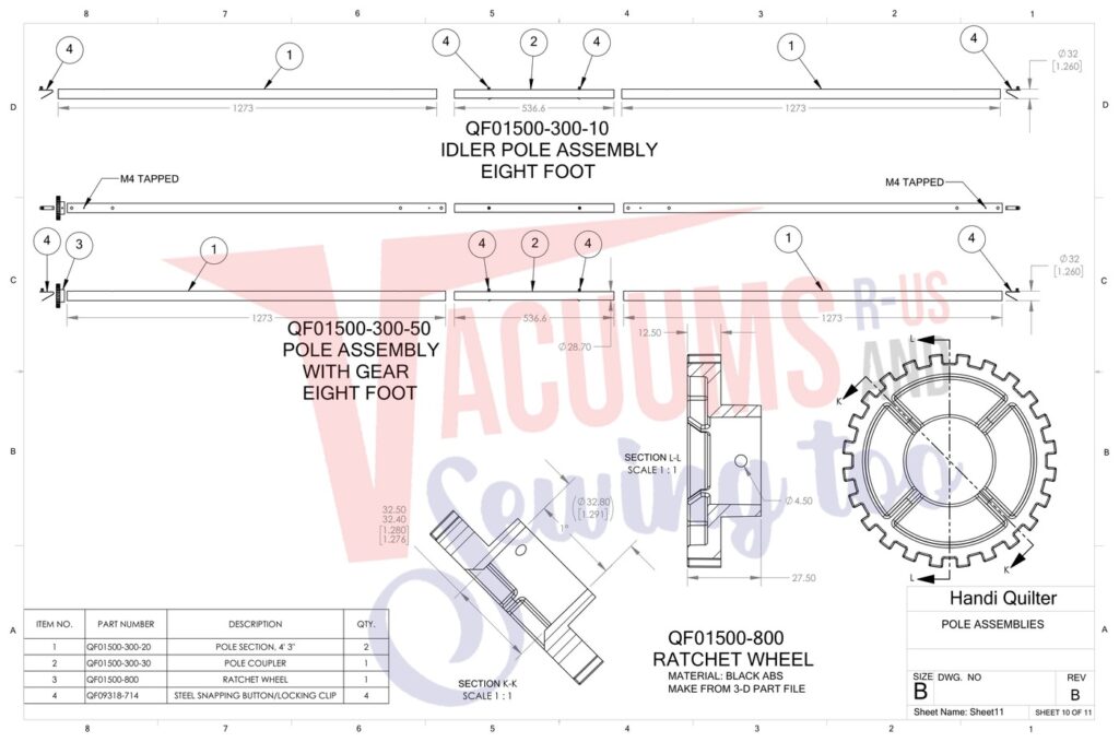 Janome 8' Frame exploded schematic diagram (page 2)
