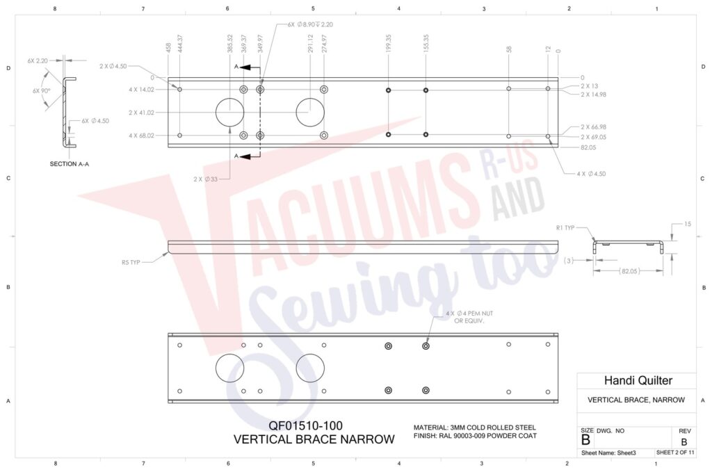 Janome 8' Frame exploded schematic diagram (page 3)