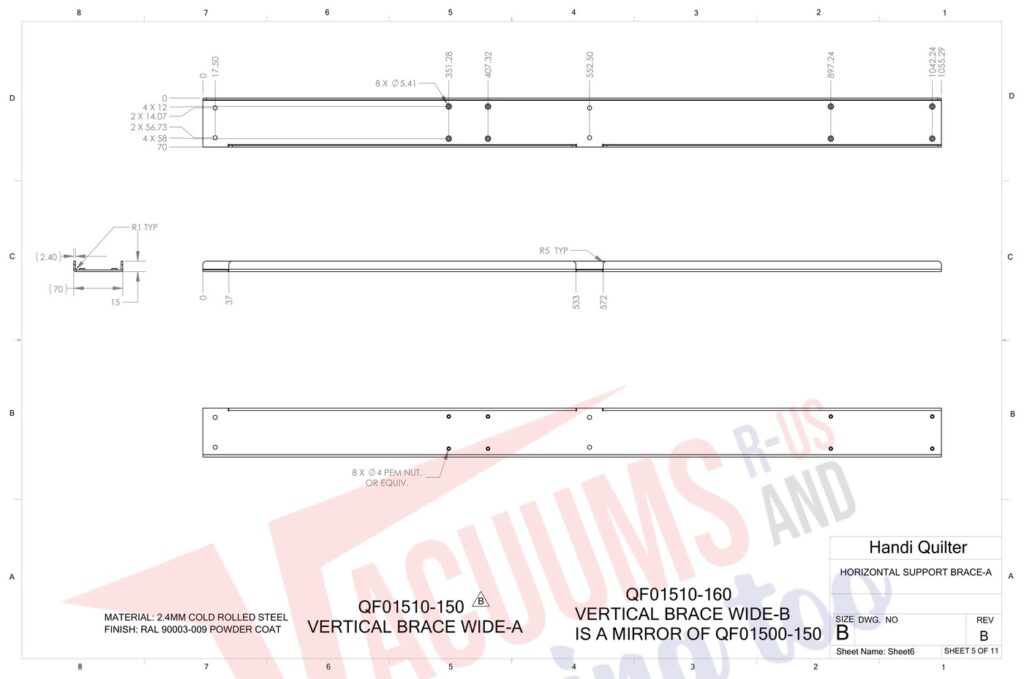 Janome 8' Frame exploded schematic diagram (page 6)