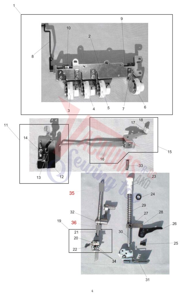 Janome 900CP exploded schematic diagram (page 4)