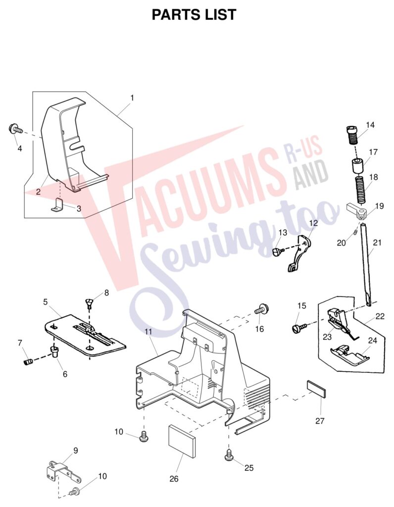 Janome 9102D exploded schematic diagram (page 7)