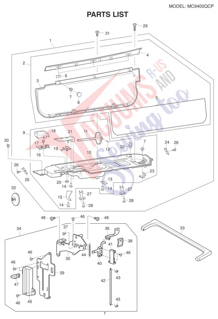 Oreck 9400 exploded schematic diagram (page 1)