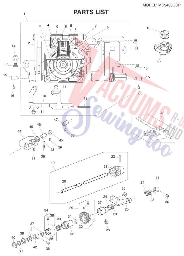 Oreck 9400 exploded schematic diagram (page 2)