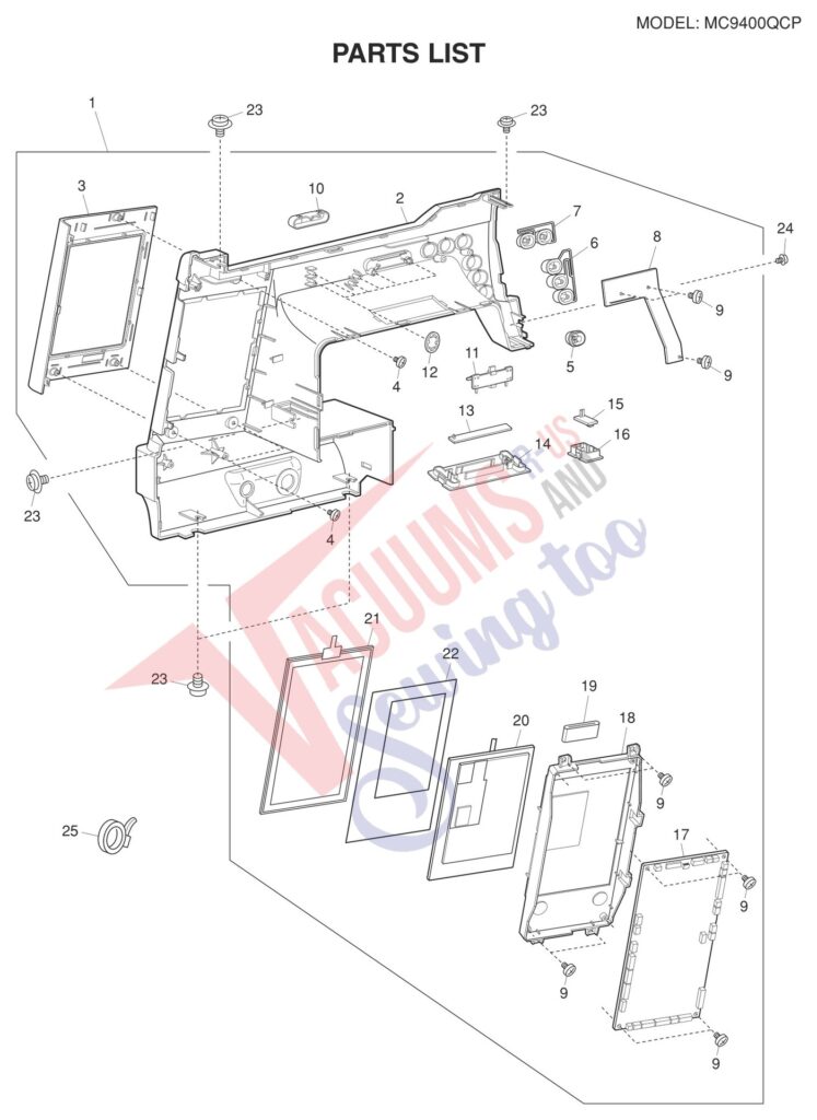 Oreck 9400 exploded schematic diagram (page 3)
