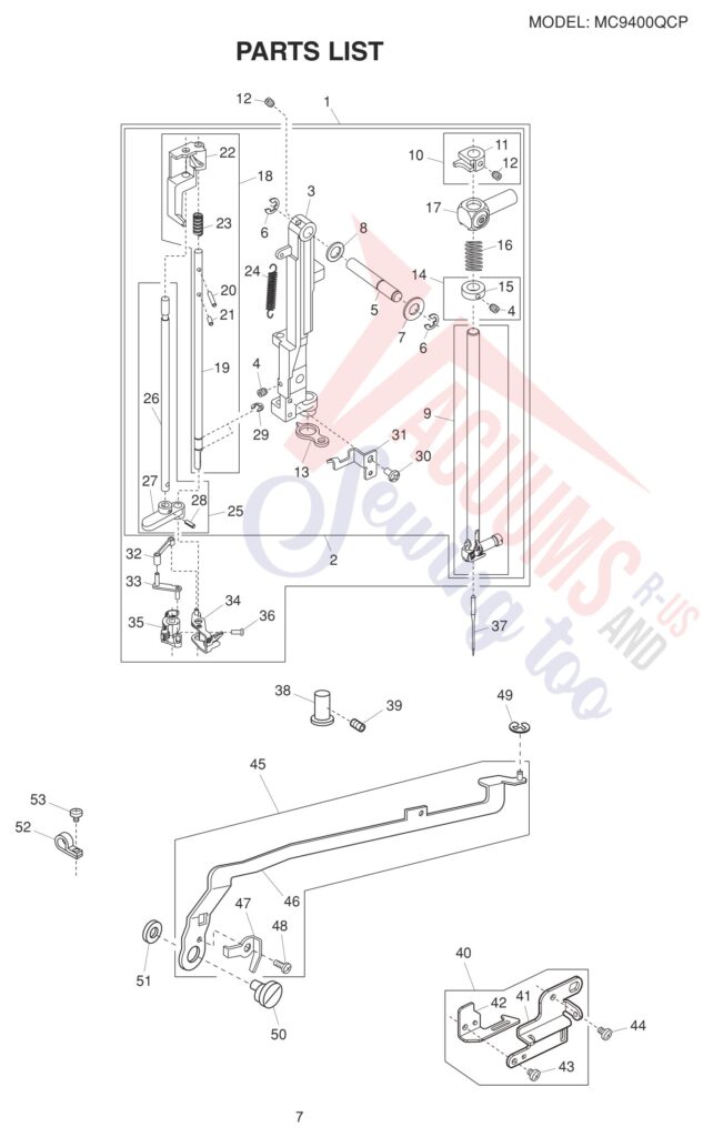 Oreck 9400 exploded schematic diagram (page 17)