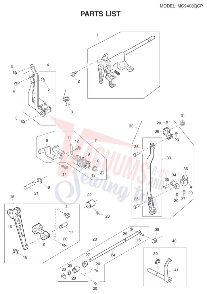 Oreck 9400 exploded schematic diagram (page 19)