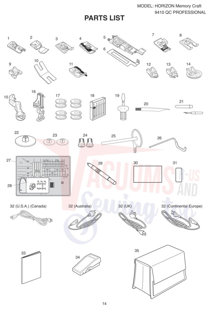 Janome 9410QC exploded schematic diagram (page 6)