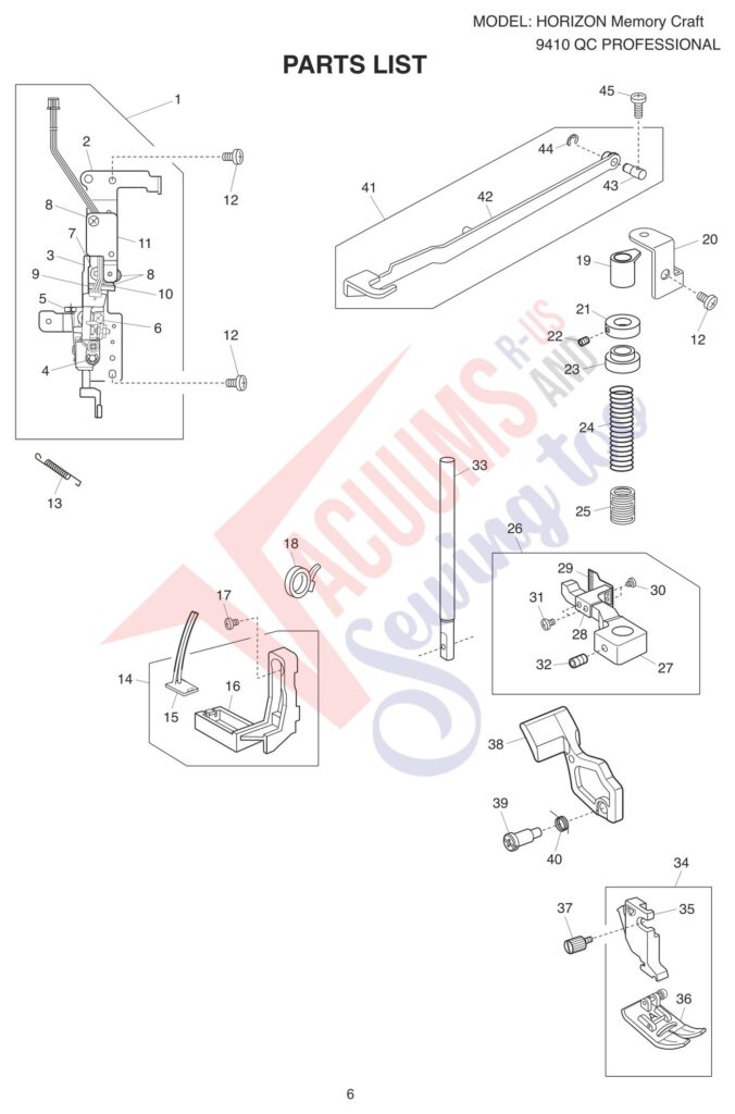Janome 9410QC exploded schematic diagram (page 11)