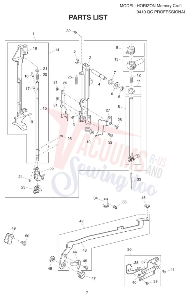 Janome 9410QC exploded schematic diagram (page 12)