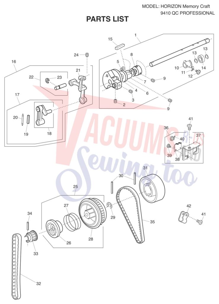 Janome 9410QC exploded schematic diagram (page 13)