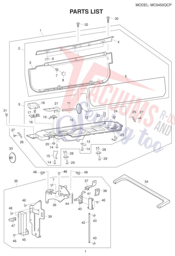 Janome 9450QCP exploded schematic diagram (page 1)