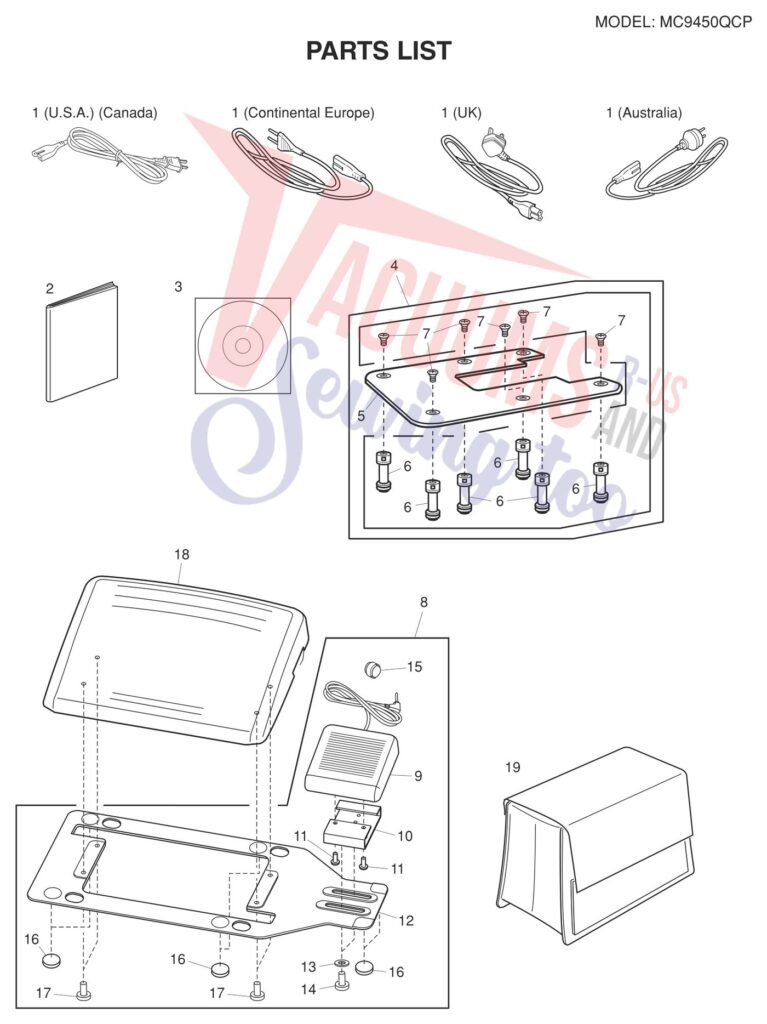 Janome 9450QCP exploded schematic diagram (page 7)