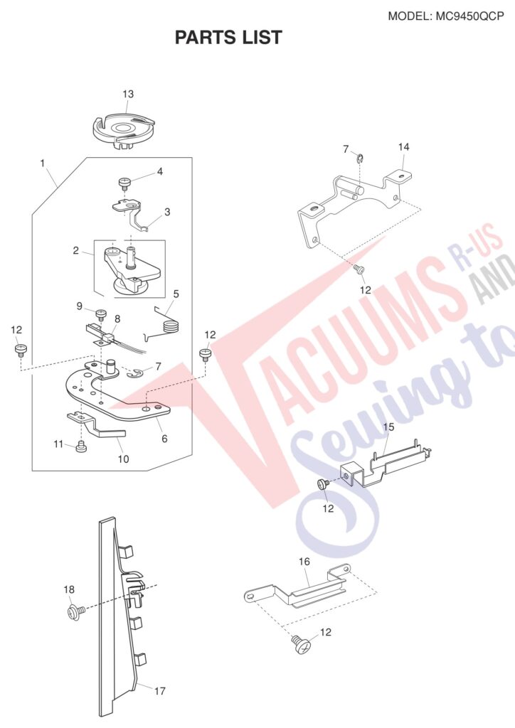 Janome 9450QCP exploded schematic diagram (page 9)